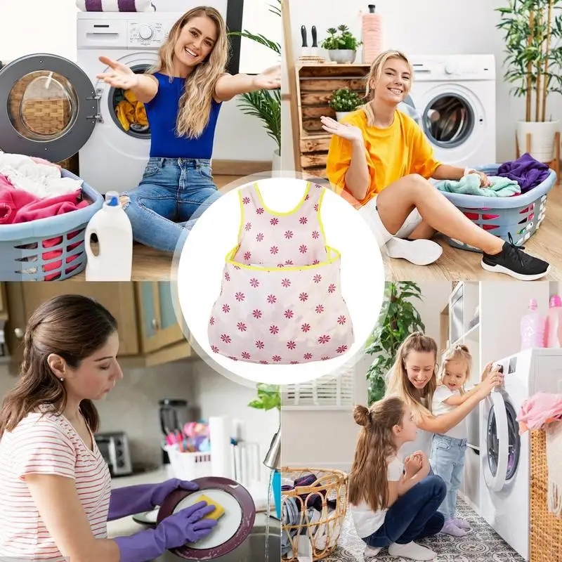 Clothes Drying Apron Sleeveless Laundry Bib Large Capacity Oxford Cloth Sleeveless clothing washing drying apron for household