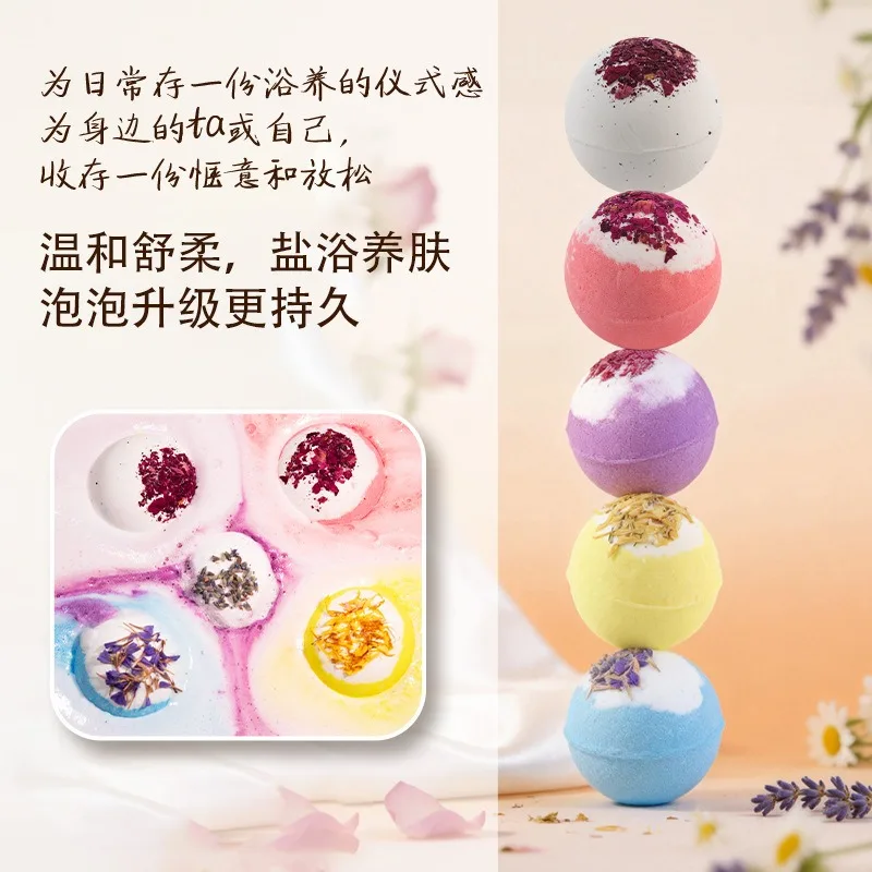 

Spa Grade Bath Salt Ball Rainbow Colors Shea Butter&Coconut Infused Skin Nourishing Detox Relaxation Stress Relief Home Therapy