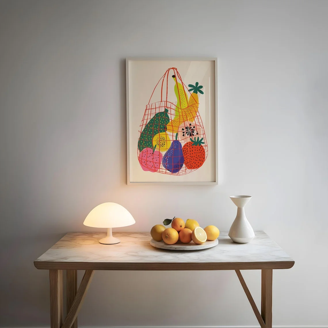 Ordner-Kunstdruck, bunte Obsttasche, Leinwand, Wandkunst, Küche, Esszimmer, Dekor, ungerahmt
