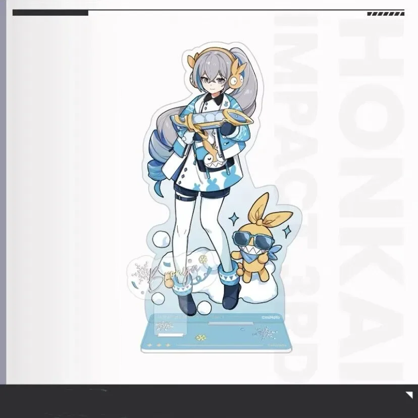 Honkai Impact 3 Valkyrie Silver Winter Snow Fun Acrylic Figure Stand Model Plate Desk Decor Standing Sign Collection Ornament