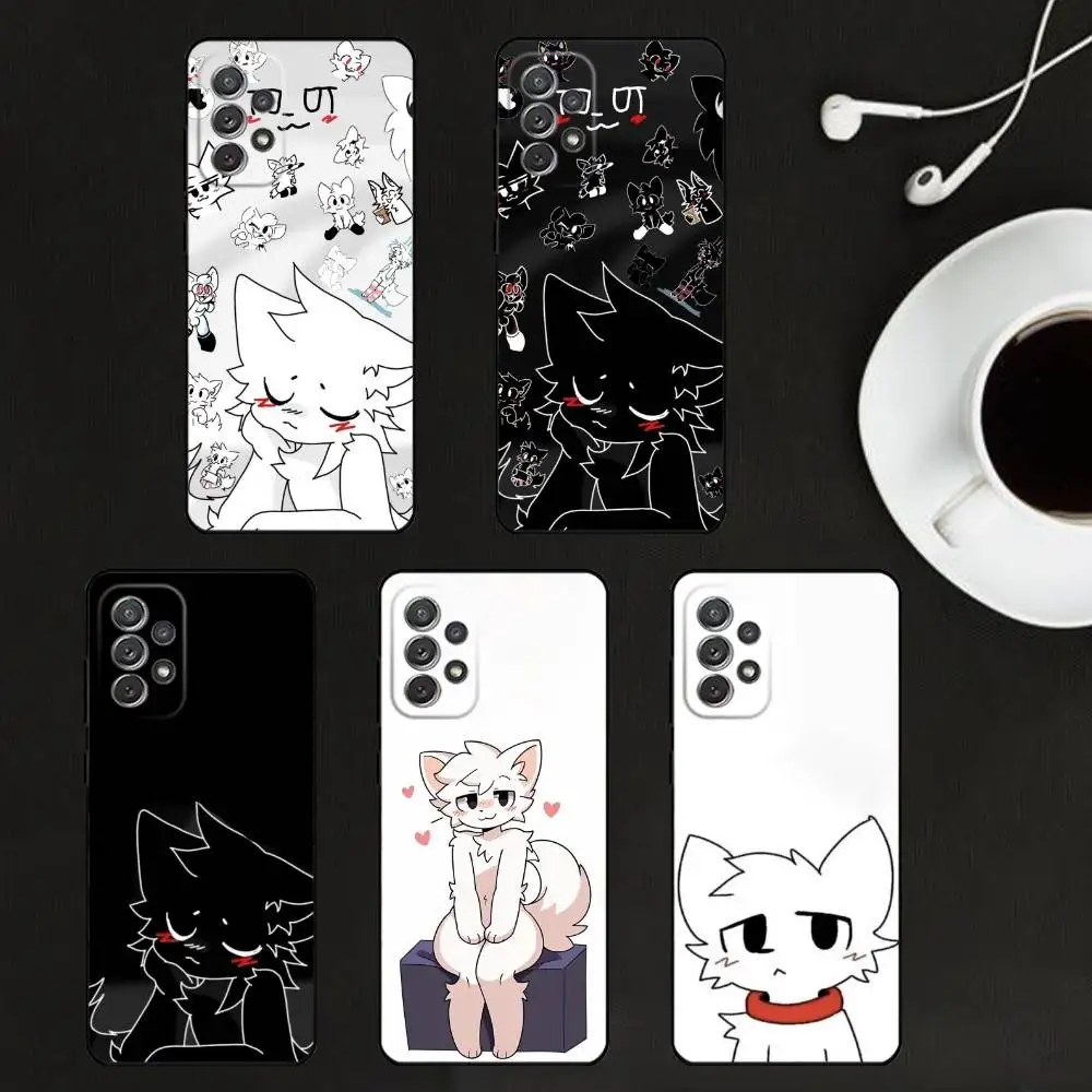 Fluffy Cat Charm B-Boykisser Phone Case For Samsung S25,S24,S21,S22,S23,S30,Ultra,S20,Plus,Others Soft Black Cover