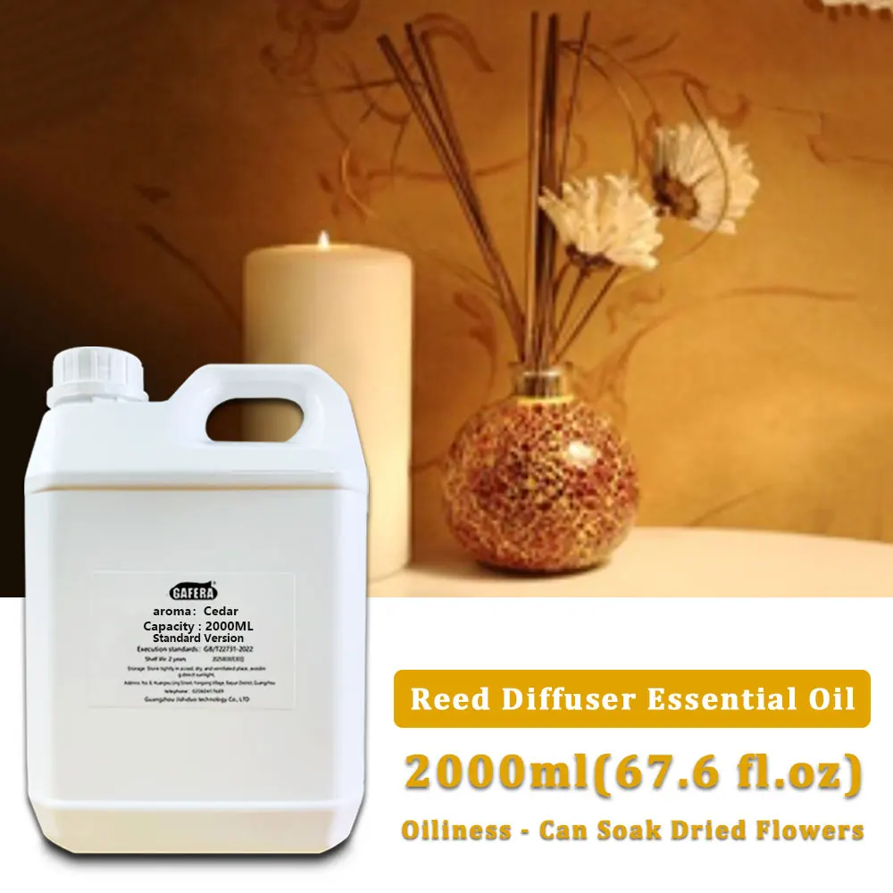 GAFERA 2000ml (67.6 fl.oz) Gardenia/Cedar/Sheraton Essential Oils - For Reed Diffuser & Fireless Aroma Diffuser & Vine Diffuser