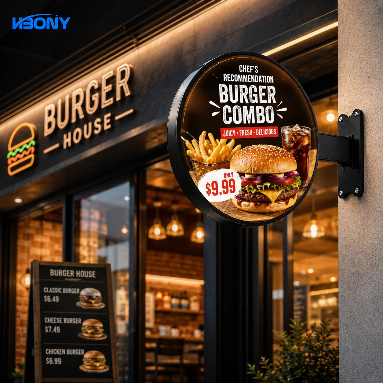 

Smart WiFi App Control P3 Round LED Display Double Sided Circular LED Signboard for Retail Shop Advertising Logo Board Display