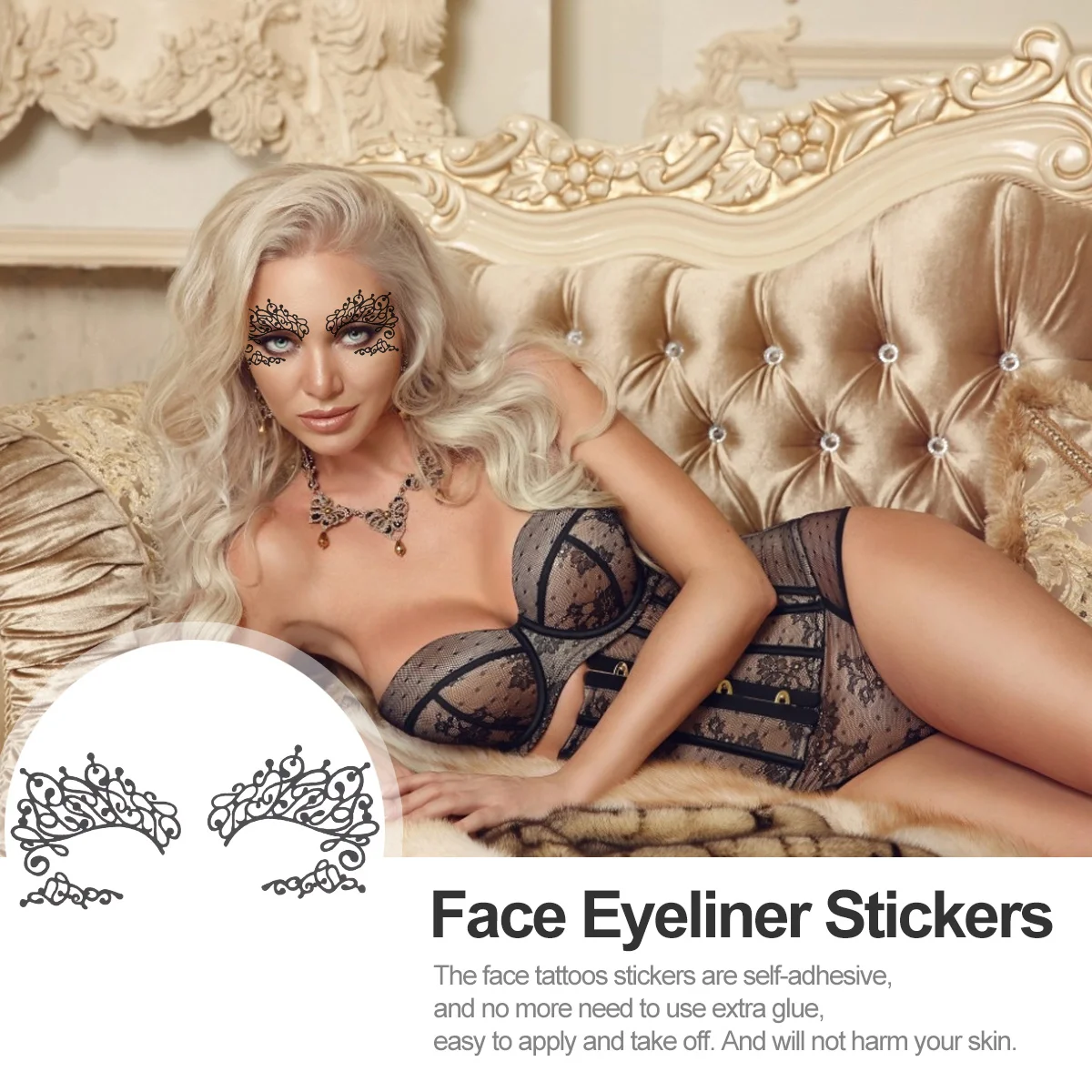 

5Pairs Eye Lace Stickers Eyeliner Stickers Easy Apply Peel Off Makeup Eye Decals for Costume Decals
