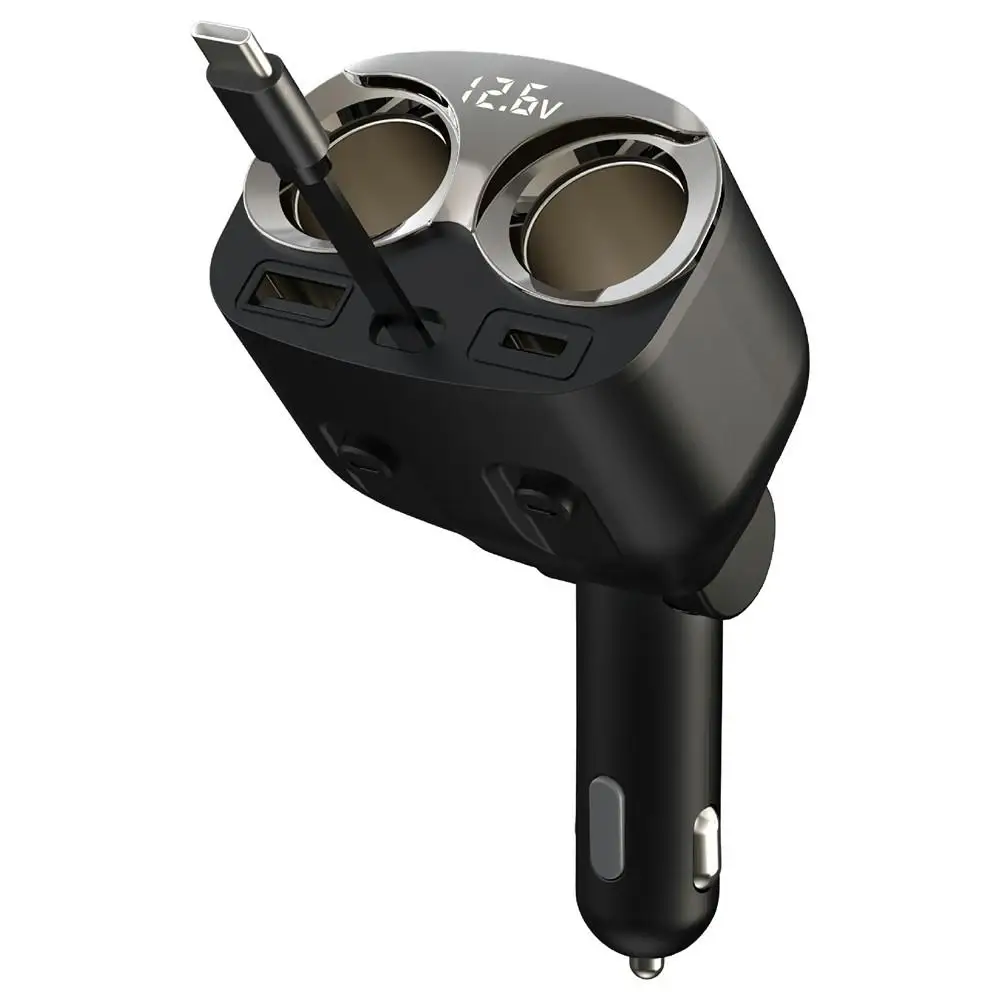GE12 Voltage Display Independent Switch Multi-Port Car Charger 120W Cigarette Lighter Socket
