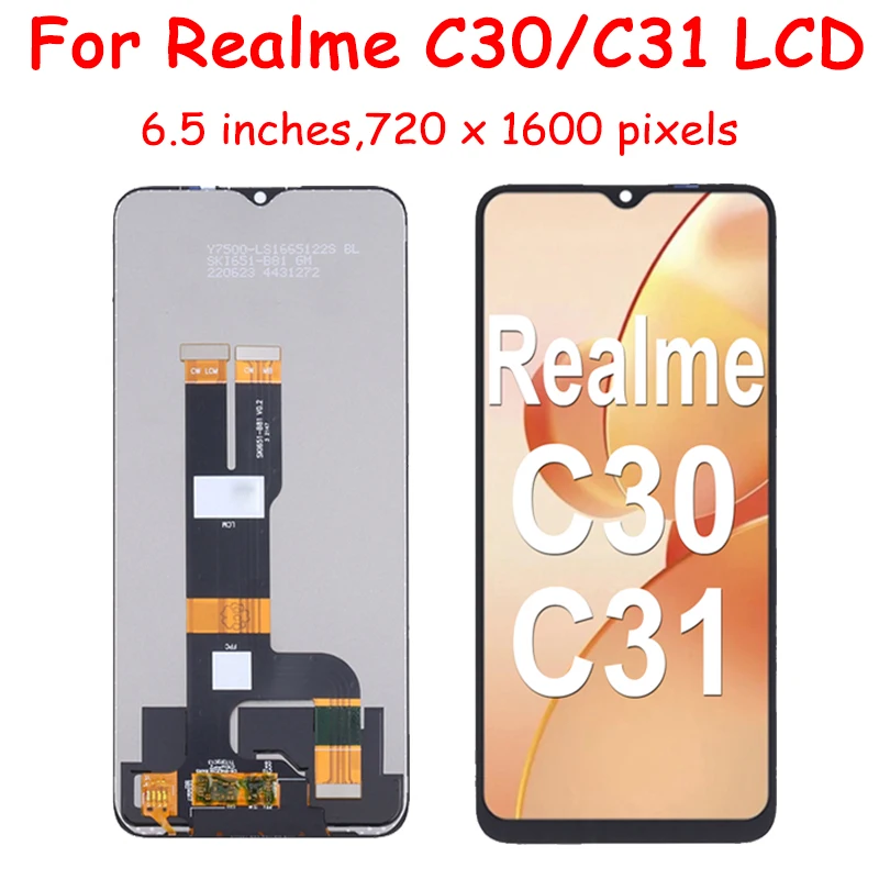 OPPO Realme C30 LCD RMX3581 LCD 디스플레이 스크린 터치 패널 디지타이저, Realme C31 LCD 프레임 RMX3501 디스플레이용, 6.5 인치