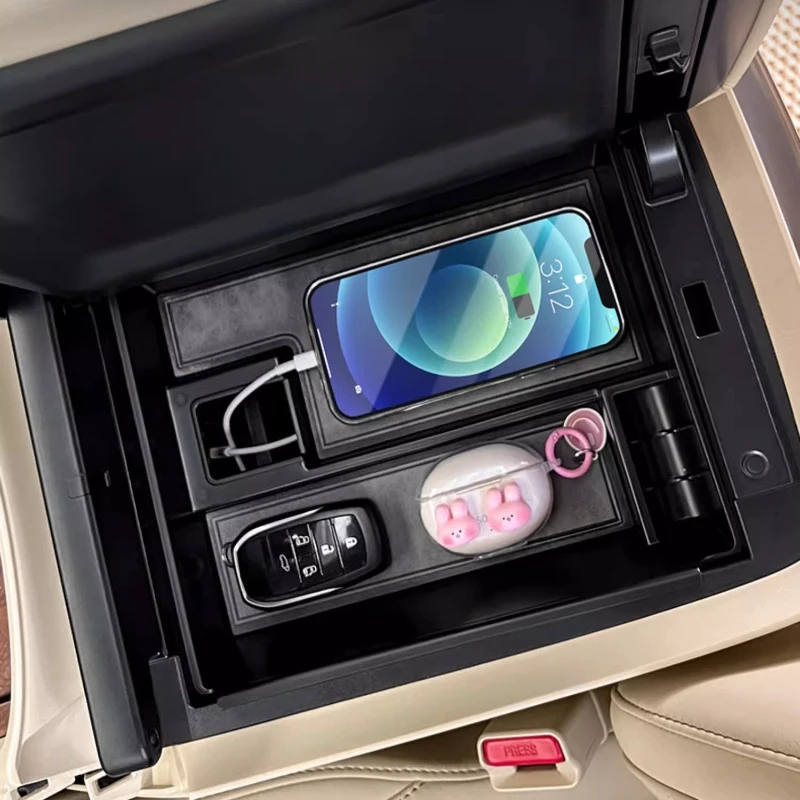 

For Toyota Alphard Vellfire 30 Series 2015-2023 Flocked Armrest Box Storage Tray Storage Box Storage Organizer Car Accessories