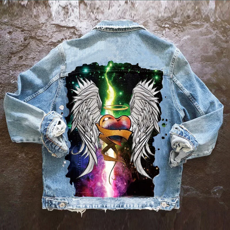 Women's Denim Coat 2024 Spring And Autumn New Angel Wings Retro Europe And The United States Popular Casual Plus-Size Coat