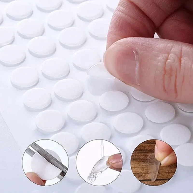 50PCS/pack Strong Non-marking Transparent Double-sided Dispensing Round Fixed Seamless Glue Multipurpose Home Self Adhesive Tape