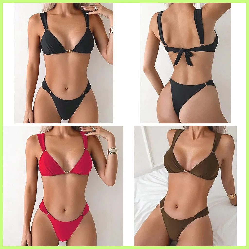 

Black Push Up Bikini Set: Sexy Solid Brazilian Swimwear for Women, Beach & Pool Bathing Suits