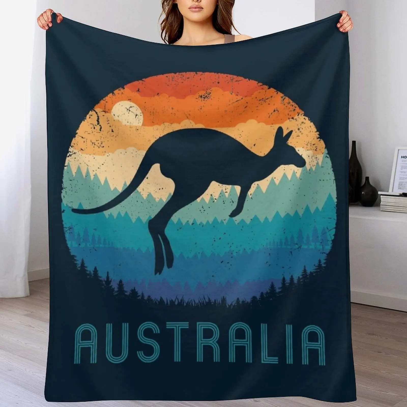 Australia Kangaroo Retro Throw Blanket Stuffeds For Baby Softest Thins Blankets