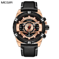 MEGIR Luxury Men's Watch Leather Belt Quartz Business Watches Luminous Fashion Sports Man Wristwatch Clock Relogios Masculino