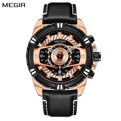 MEGIR Luxury Men's Watch Leather Belt Quartz Business Watches Luminous Fashion Sports Man Wristwatch Clock Relogios Masculino