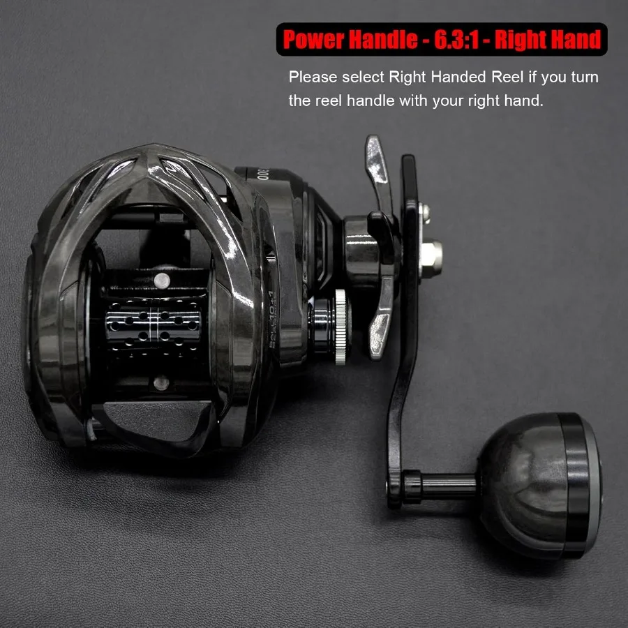 Carbon 300 Baitcasting Fishing Reel High Line Capacity Baitcaster Reels 6.3:1 Gear Ratio 10+1 Stainless Steel Ball Bearings 10