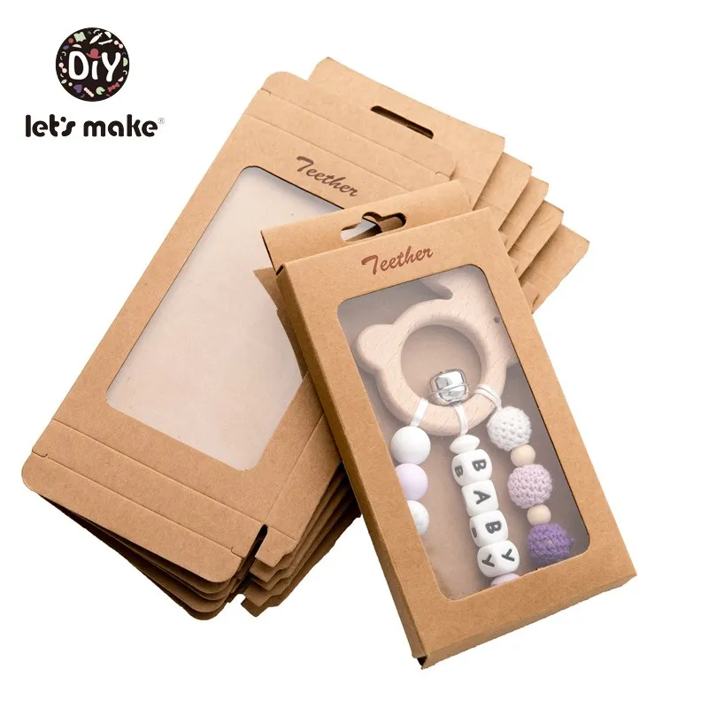 10pc Baby Gift Merchandise Packing Box Kraft Paper Wedding Wrapping Jewelry Supply Pendants Accessories Baby Teether Gifts Box