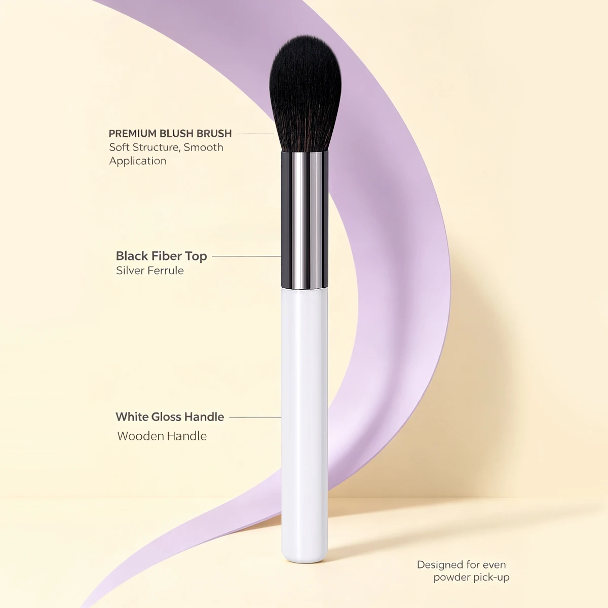 1Pc Blush Brush, Soft Fluffy Synthetic Bristles, Multi-use Face Brush for Blush, Highlight, Contour & Setting Powder Brush