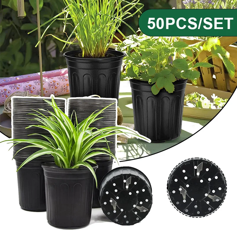 50 PCS/Set Plant Nursery Pots Plastic Seedling Container Fall Resistant Garden Transplant Flower Plants Nutrition Grow Bag