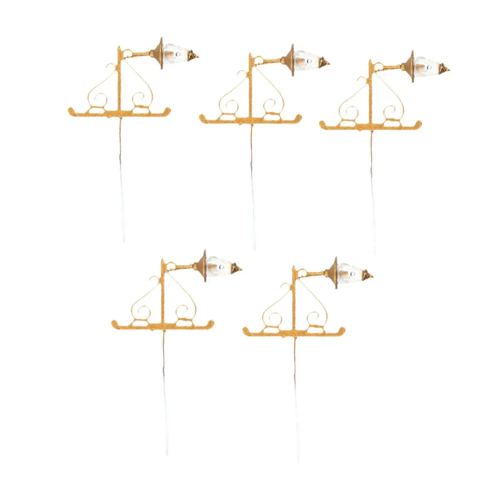 5 sztuk Miniaturowe Lampy Ścienne 1/87 Ciepłe Światło Ambientowe Mini Kinkiety Akcesoria Modelarskie LED Lampa Uliczna do Bajkowego Ogrodu