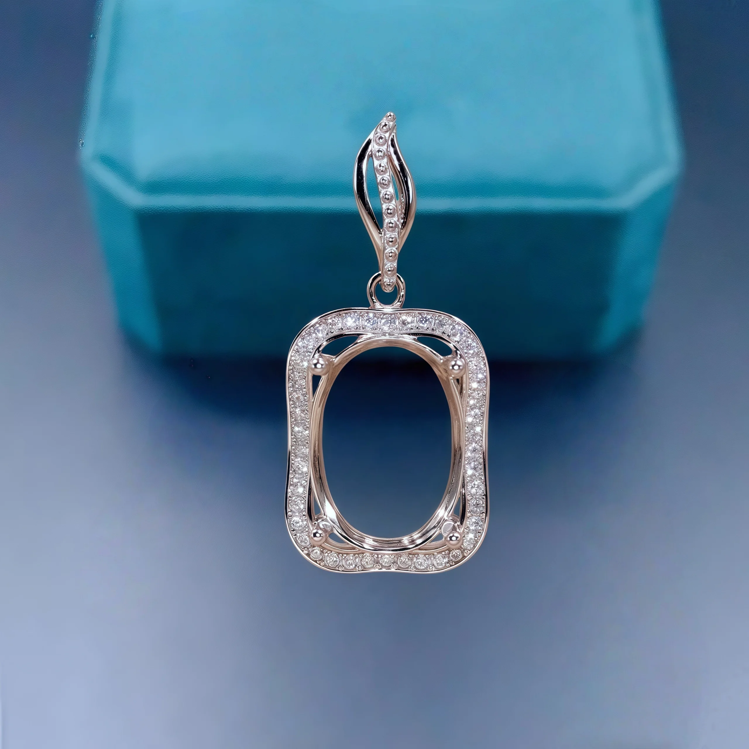

Setting 10*14mm Ellipse Stone DIY Pendant Empty Holder S925 Sterling Silver Fine Fashion Luxury Design Charm Jewelry for Woman