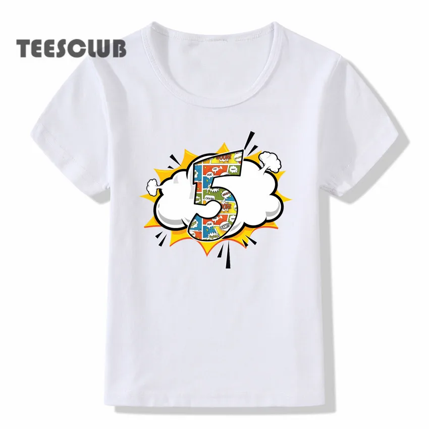 Fashion Children Explosion Cloud Numbers 1-9 Children's First Birthday T-shirt Birthday Party T-shirt Boys Clothes