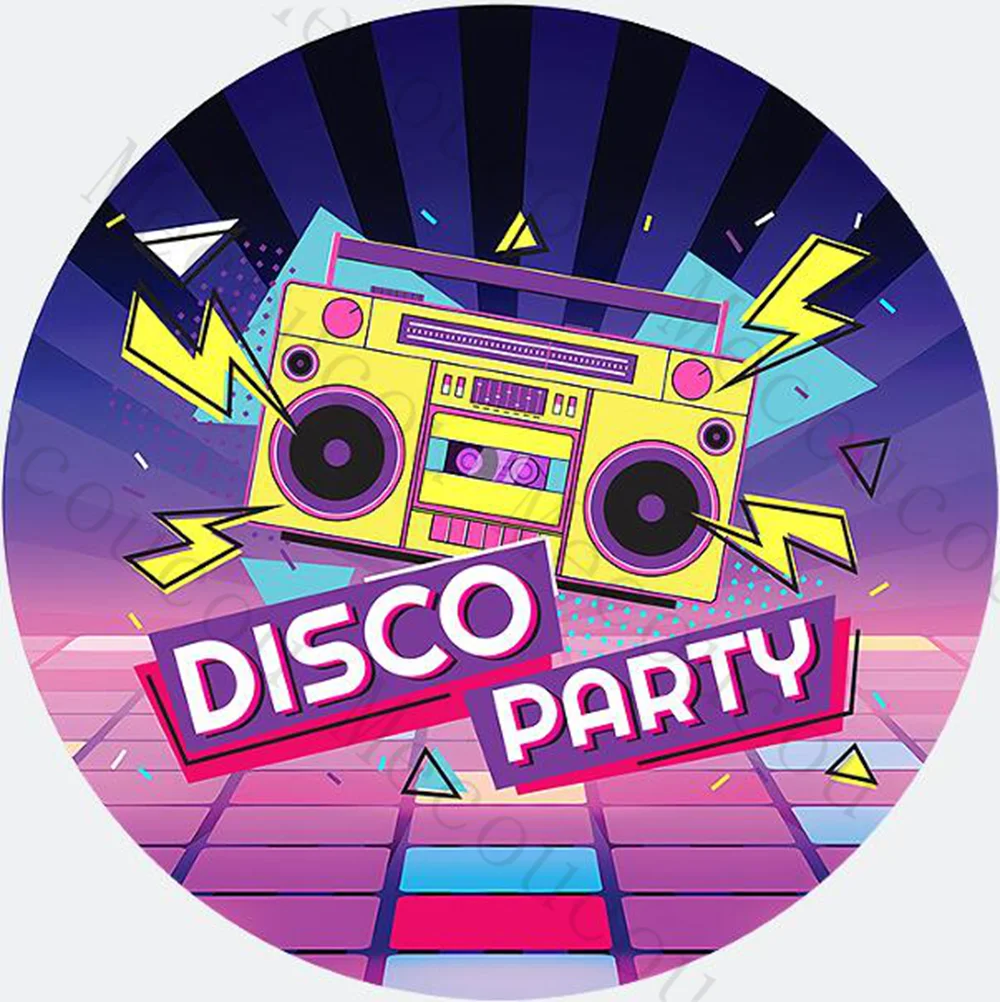 Terug naar de jaren 80 Retro Ronde Achtergrond Cilinder Cover Set Cassette Tape Neon Kleur Disco Party Verjaardag Decoratie Foto Achtergrond