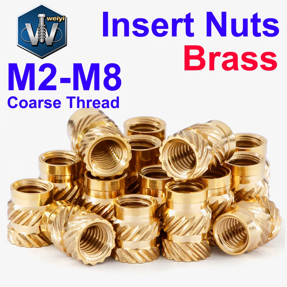 

Weiyi Brass Insert Nuts M2 M2.5 M3 M4 M5 M6 M8 Hot Melt Knurled Thread Heat Injection Molding Embedment Copper Nut