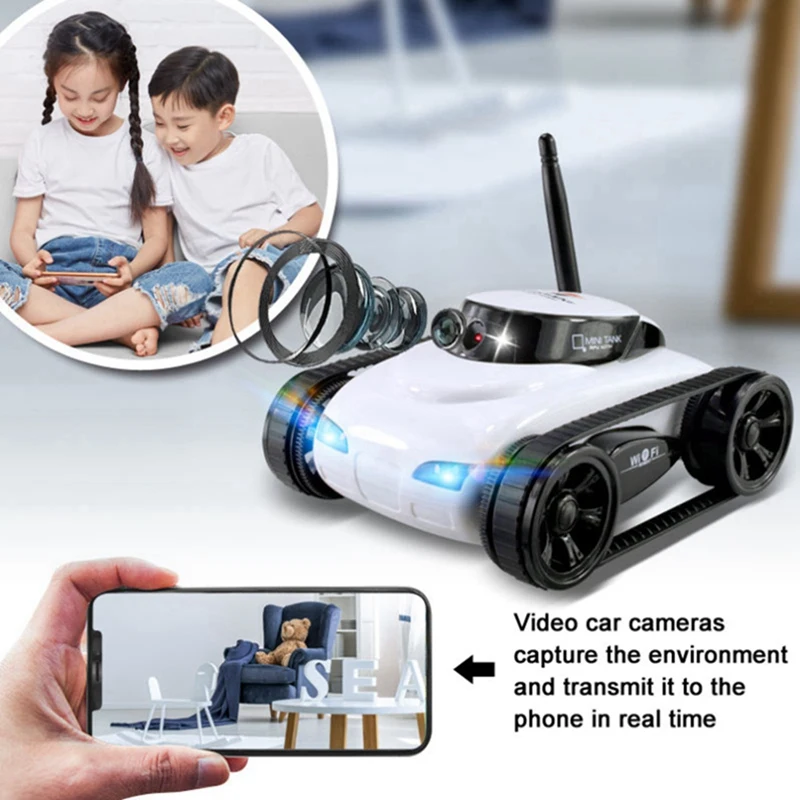 FPV WIFI RC Car Real Time Quality Mini Camera Video Remote Control Robot Tank Intelligent APP Wireless Toy For Kids