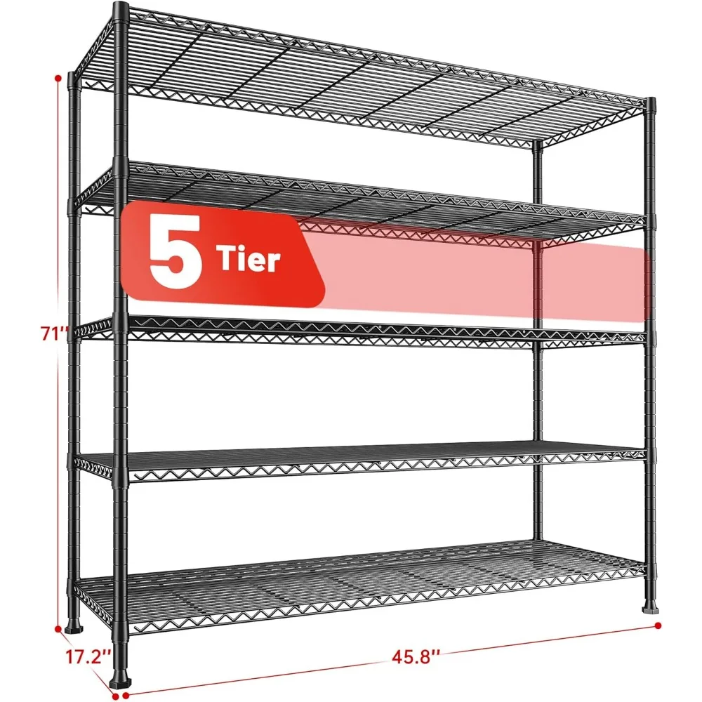 Imagem -05 - Metal Wire Shelving Unit Prateleiras de Armazenamento para Cozinha Despensa Cremalheira do Escritório Tiers Ajustável