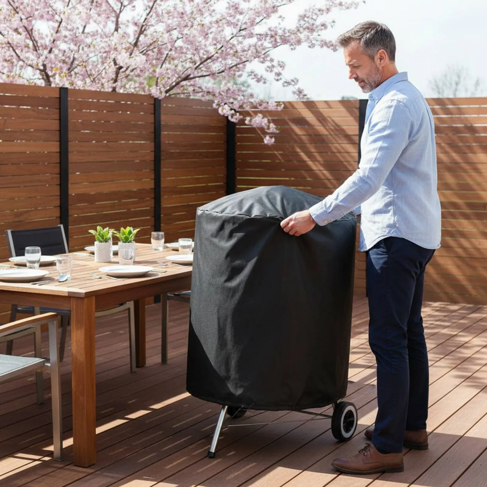 Imagen 5: Funda impermeable para parrilla de barbacoa, a prueba de polvo, para patio trasero