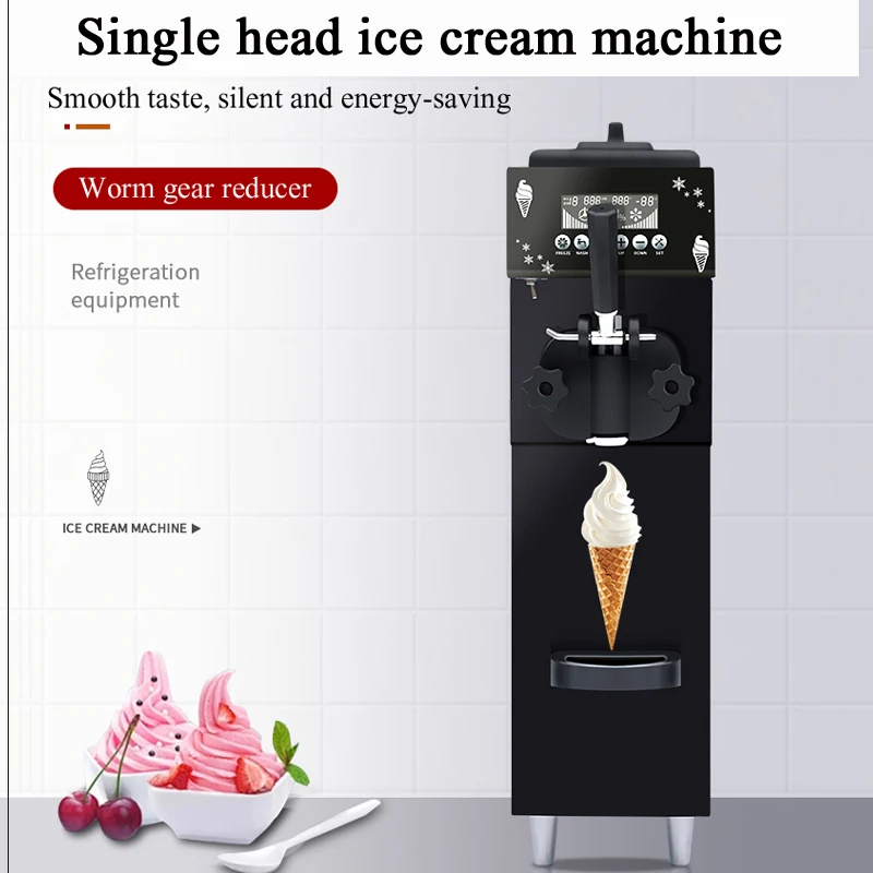 

Commercial Ice Cream Machine 18-28 L/H Yield 1850W 3-Flavor Countertop Soft Serve Ice Cream Maker Stainless Steel Cylinder