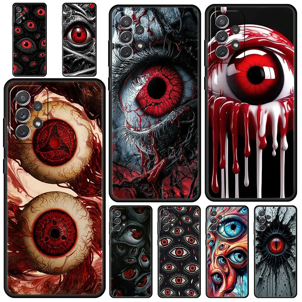 Spooky Scary Red Eye Phone Case for Samsung Galaxy A55 A35 A15 A14 A13 A25 A54 A51 A71 A72 A73 A32 A52 A41 5G Soft TPU Shell Bag