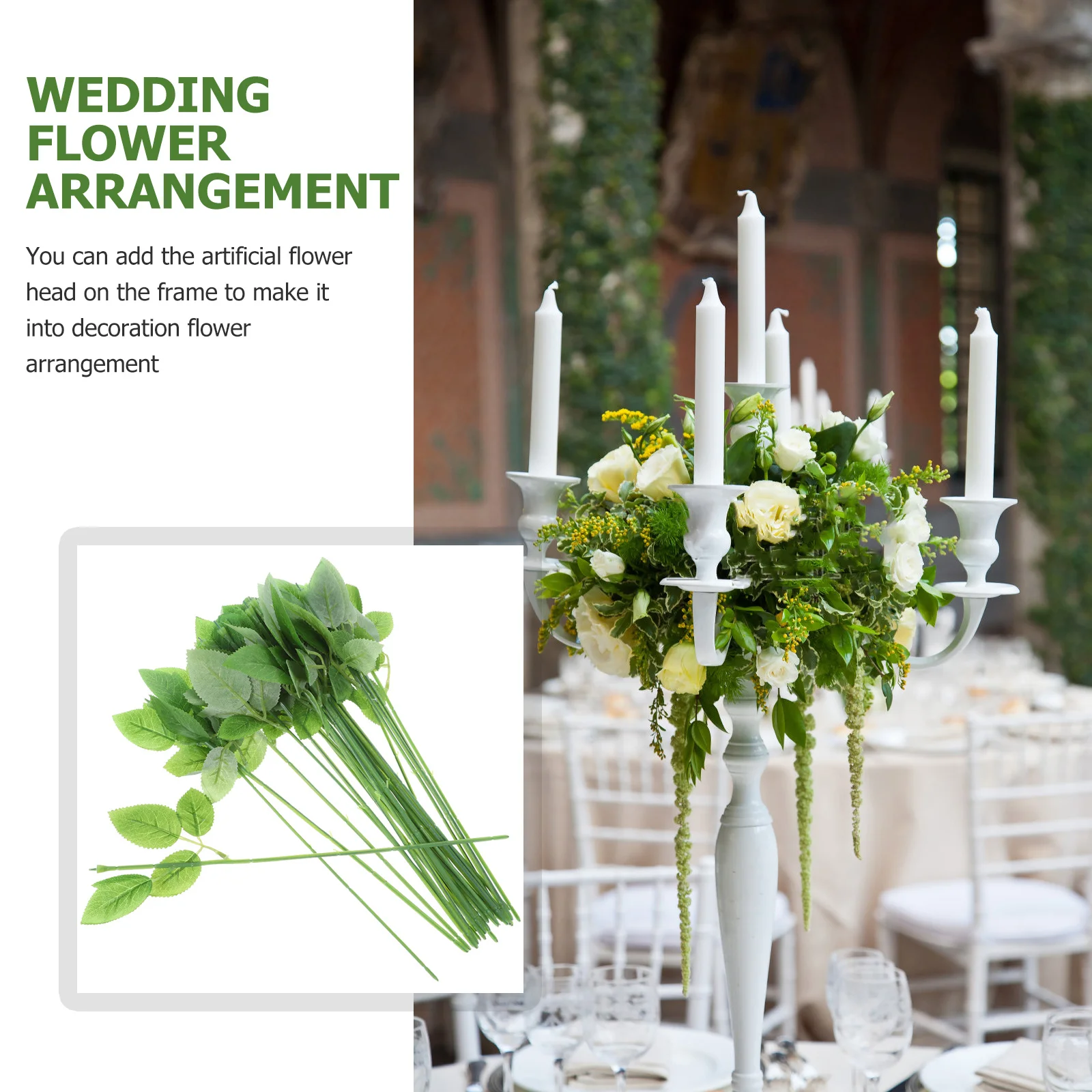 

30pcs Fake Rose Flower Stems with Veined Leaves for Craft DIY Home Wedding Decoration Supplies