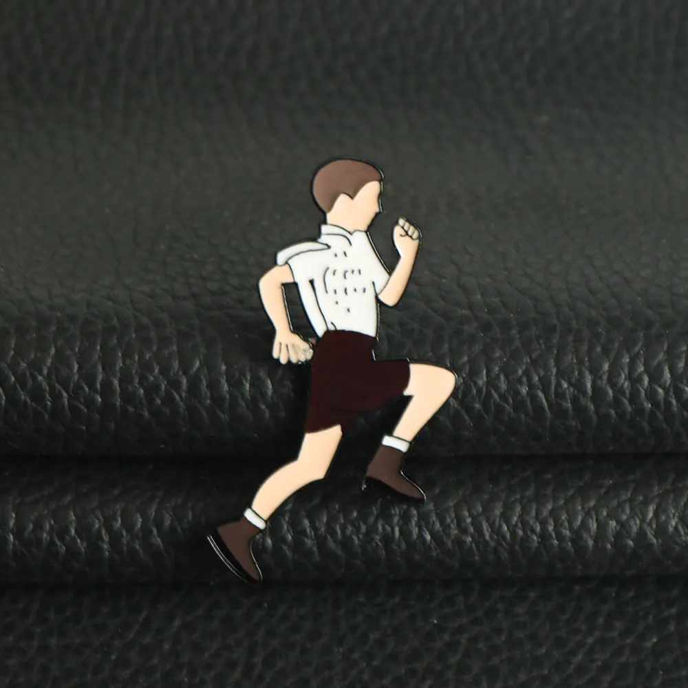 ภาพยนตร์คลาสสิกรูปเคลือบ Pins เข็มกลัดแรงบันดาลใจ Active Living Running Man Forrest Gump Badge คอสเพลย์ Props Lapel Pin Jew