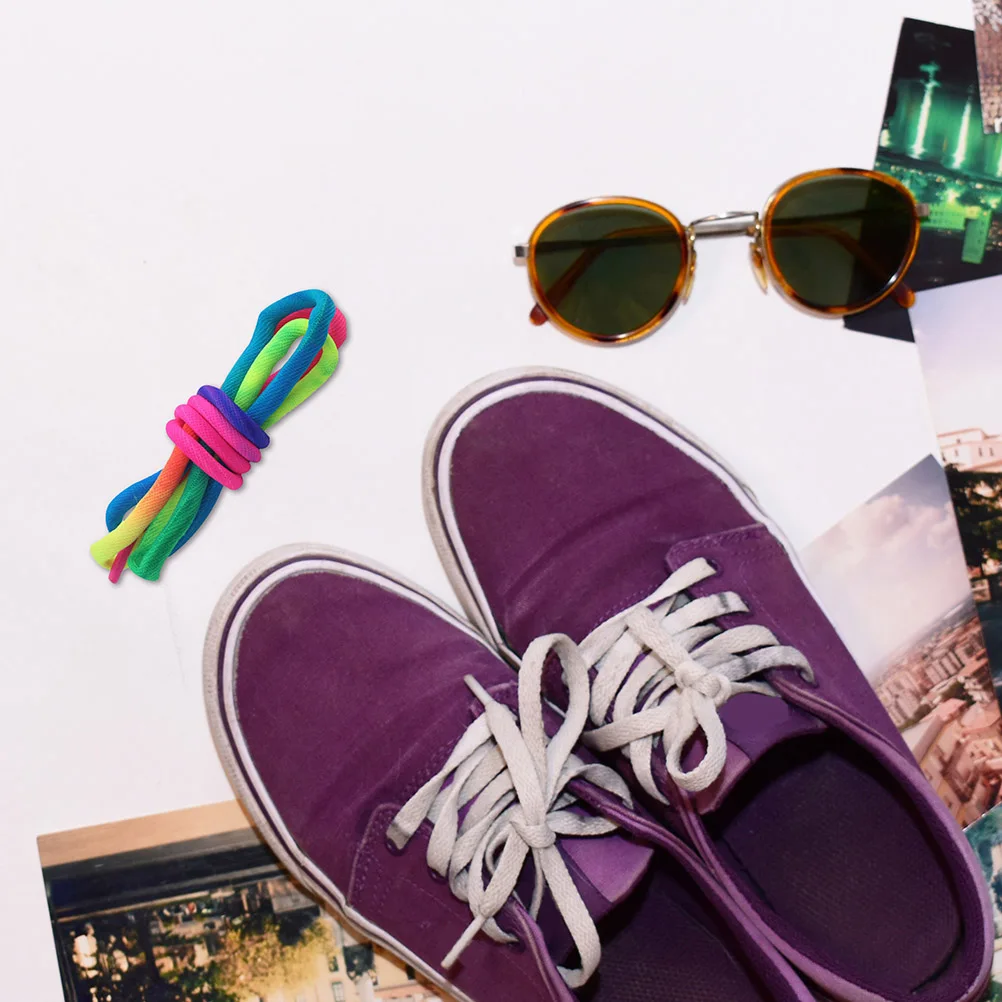 

Rainbow Round Shoelaces Colored Laces for Sneakers Casual Shoes Polyester Gradient Color Fashion Accessories Shoe String