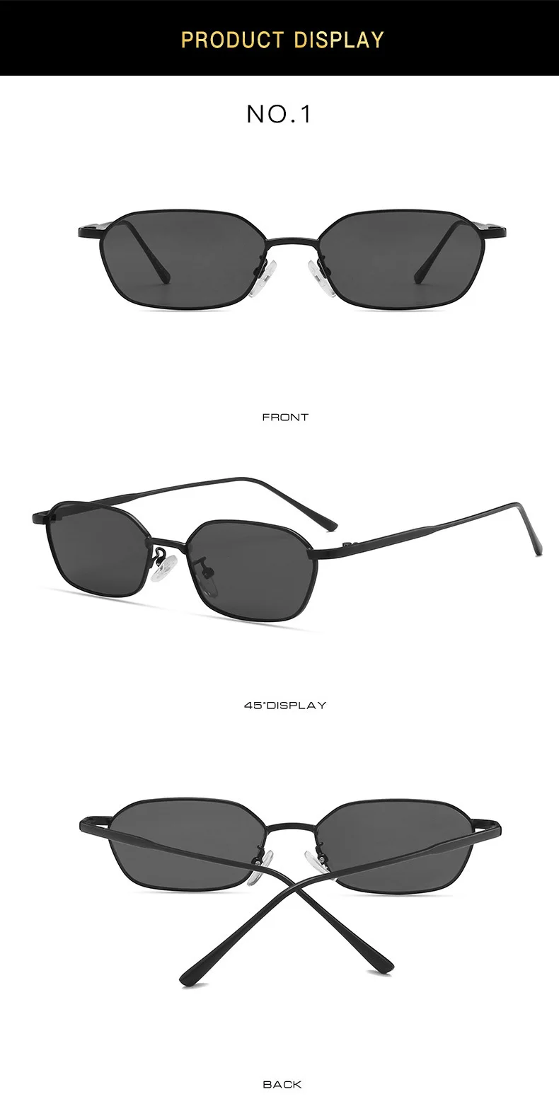 Neue Quadratische Sonnenbrille für Damen und Herren, Rechteckige Sonnenbrille mit Metallrahmen, Ovale Brillen für Männer und Frauen – Detail 11
