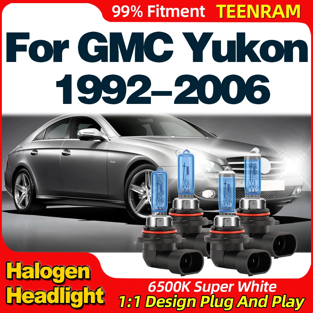 

200W Halogen Headlight 24000LM Super Bright Car Light 6500K Super White For GMC Yukon 1992-2000 2001 2002 2003 2004 2005 2006