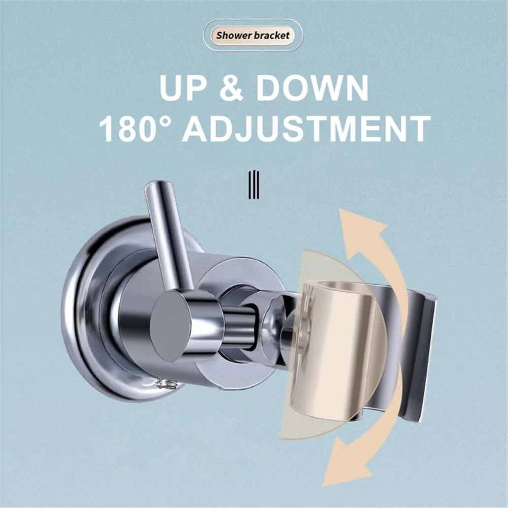 Suporte de cabeça de chuveiro de metal completo, suporte de cabeça de chuveiro ajustável de 180 graus, suporte de chuveiro de mão montado na parede, porta de chuveiro com parafusos