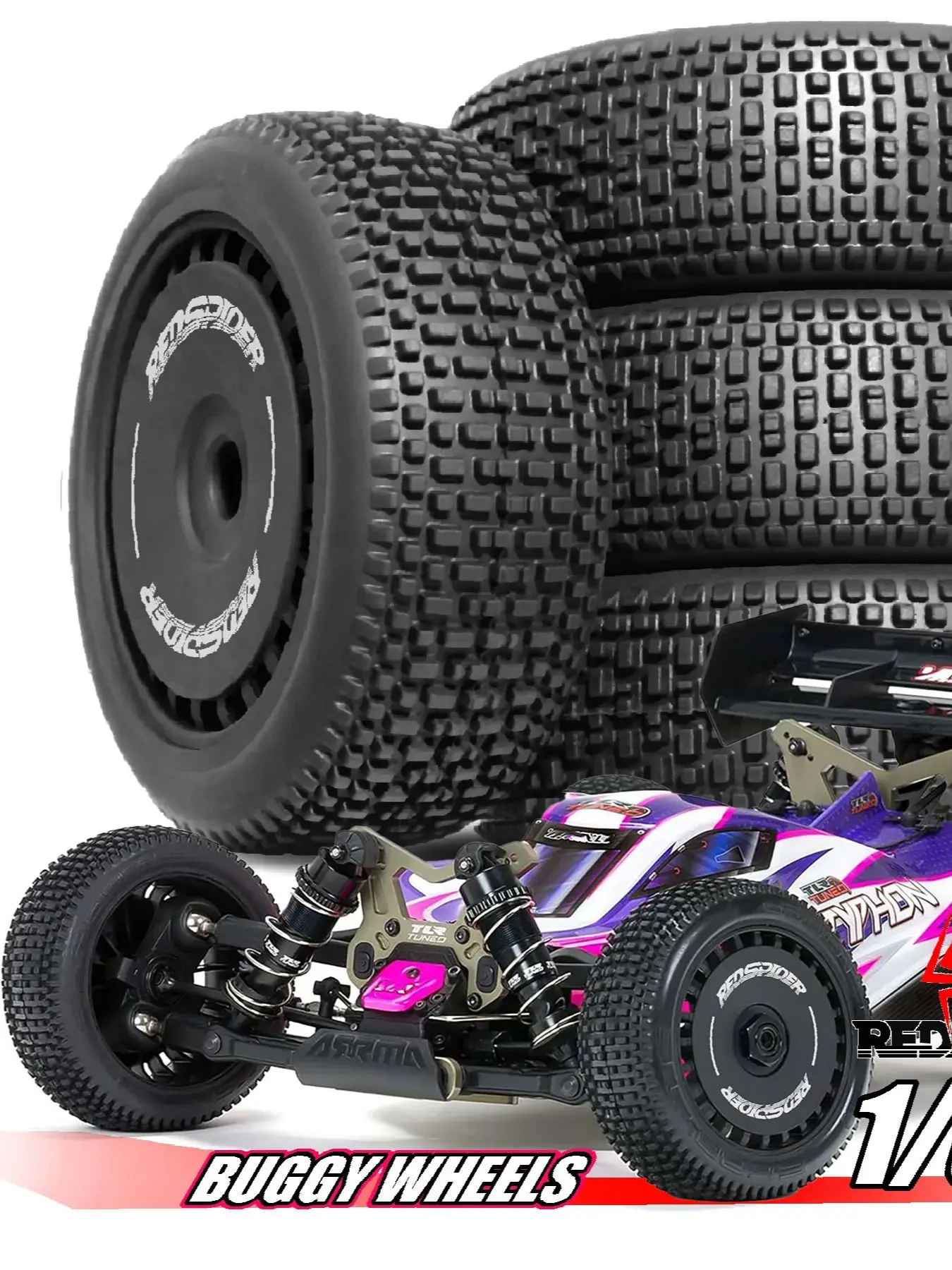 RODE SPIDER 1SetWheel Banden 17mm Hex voor 1:8 RC Off Road Auto ARRMA ARA8306 Typhon Traxxas Talion Redcat Losi Kyosho HPI WR8 HSP - afbeelding 2