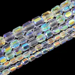 4/6/8mm 70pcs Faceted Cylinder AB Austrian Crystal Glass Spacer Beads For Jewelry Making Bracelet Necklace DIY Craft Accessories