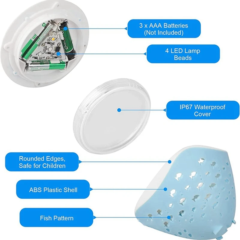 Lampu disko bawah air motif ikan lampu proyektor air mancur lampu warna dioperasikan baterai untuk lampu Pesta Kolam disko