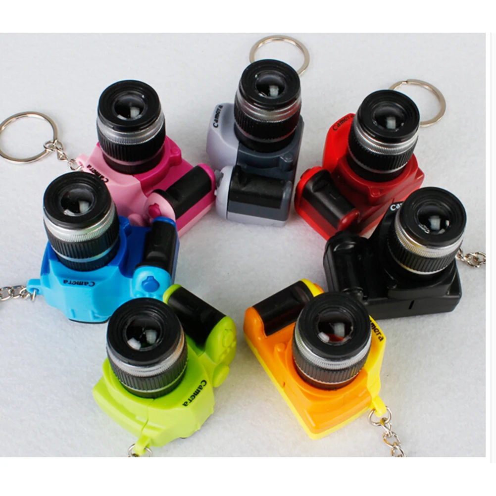 Mini Camera Keychain SLR Camera Keychain Car Key Chain Key Ring LED Flashlight Colorful Kaca Key Chain For Gift Wholesale