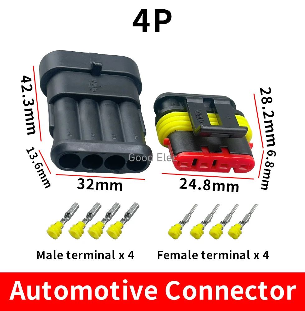 5 sets,4 hole,pin,Car waterproof wire connector plug,Super AMP sealing method,wire slot