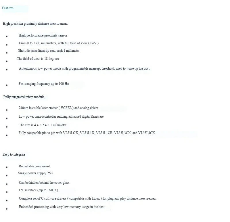 VL53L4CD Hochpräziser Näherungs- und Distanzsensor Hochleistungs-Näherungssensormodul – Detail 4