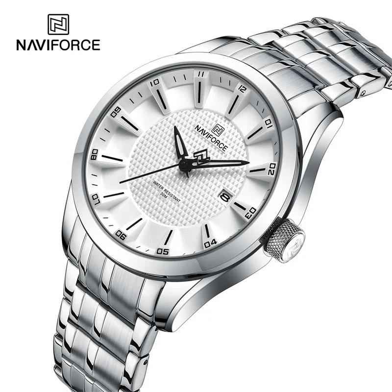 Naviforce marca simples casual relógio masculino à prova dwaterproof água de alta qualidade masculino banda aço inoxidável quartzo relógio pulso