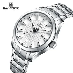 Marca NAVIFORCE, reloj informal sencillo para hombre, resistente al agua, de alta calidad, reloj de pulsera de cuarzo con banda de acero inoxidable para hombre, reloj Masculino