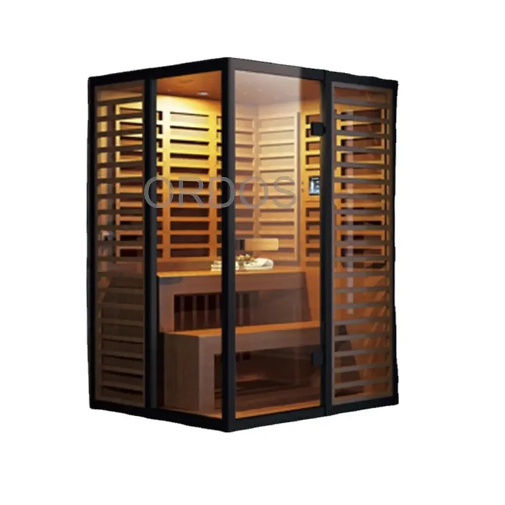 Red Ceder Dry Sauna Wood Far Infrared Sauna 3 Person Suna Room Sauna