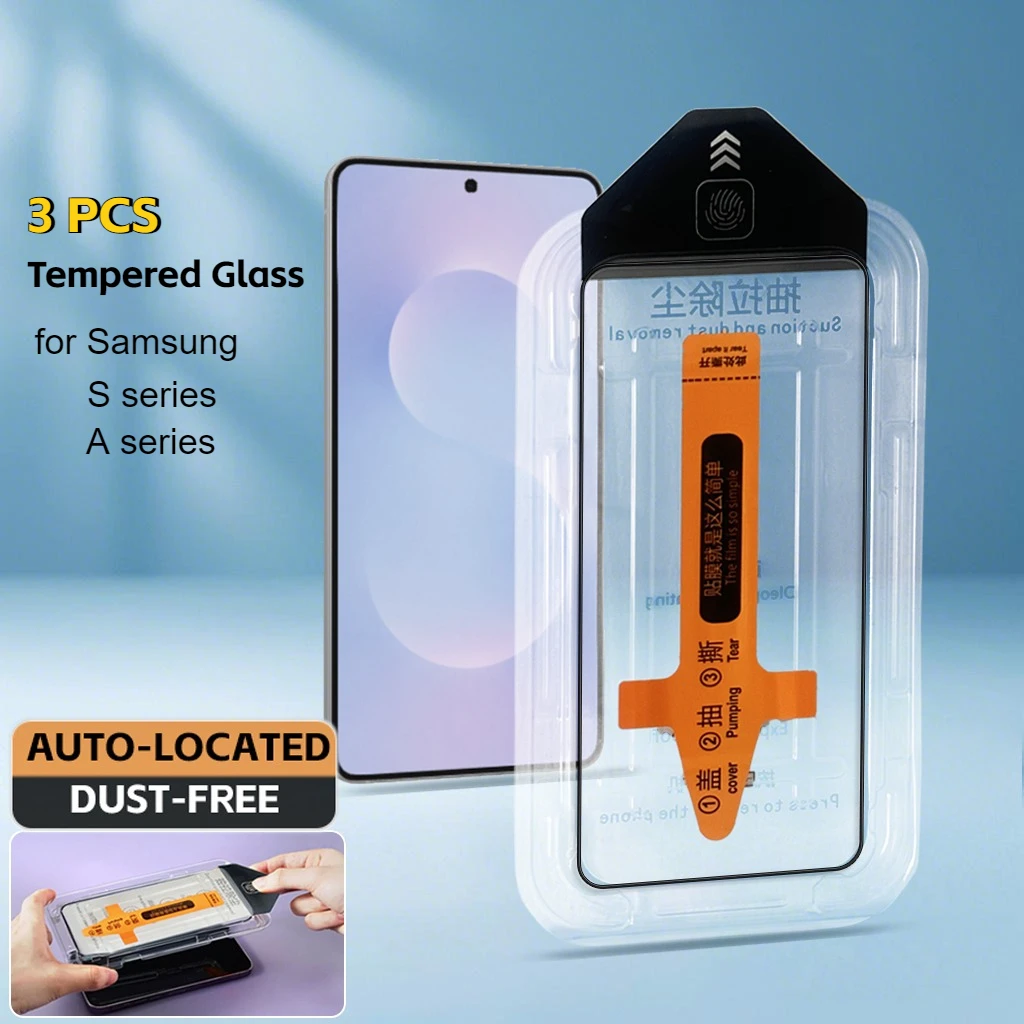 3Pcs Für Samsung Galaxy S25 Ultra S24 FE S23 S22 S21 Plus A56 A54 A53 A52 A16 A36 A25 a35 A55 A06 A26 Glas Screen Protector Kit
