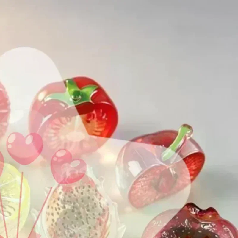 10pcs Transparent Fancy Half Cut Bayberry Lemon Fruit DIY Decoration Accessories Car Desktop Small Ornament