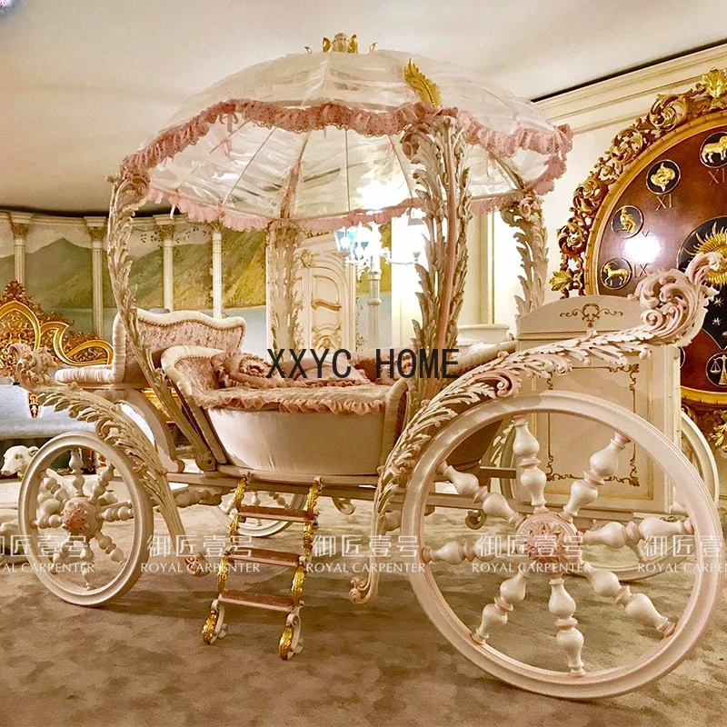 Craftsman No. 1 European solid wood princess children's bed carriage French cute girl bed customized