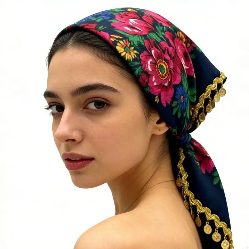 

Сверкающая бандана с золотым пионом и рисунком, многофункциональная повязка на голову, аксессуар для шарфа, легкий платок из
